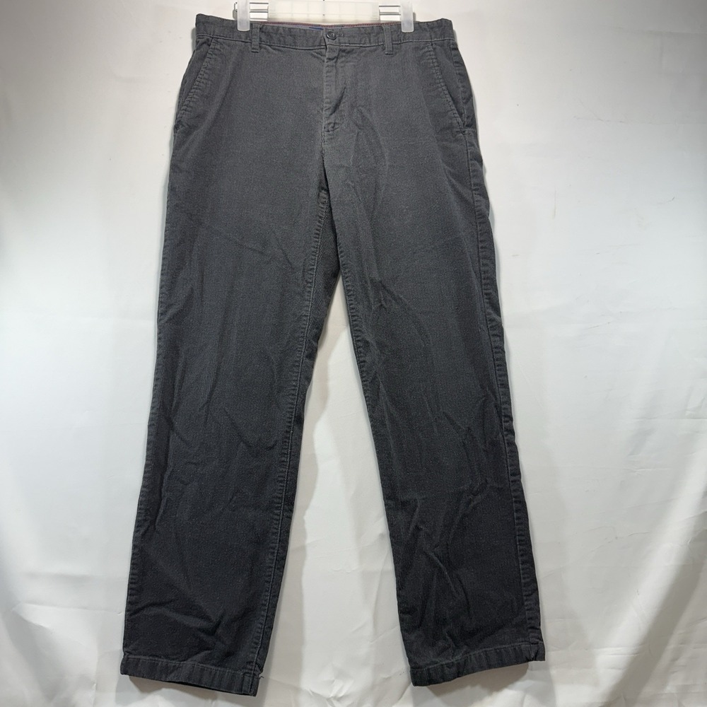Izod Pants Mens 33x32 Fits 33x32 Corduroy Straight Leg Dark Gray Casual Mid